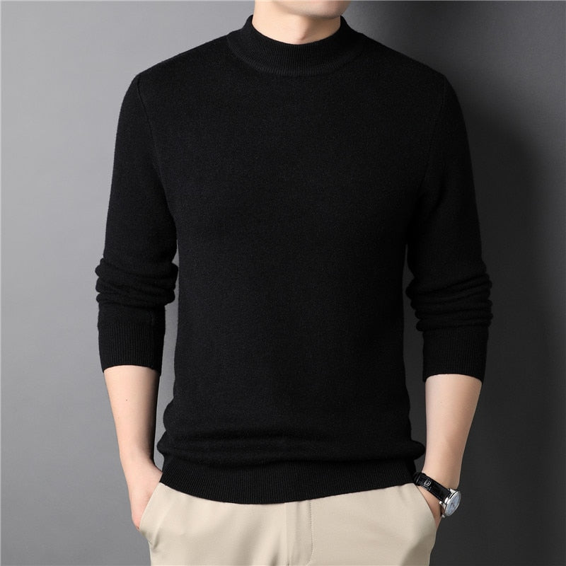 Brand New Men's Cashmere Sweater Half Turtleneck Men Sweaters Knit Pullovers For male Youth Slim Knitwear Man Sweater