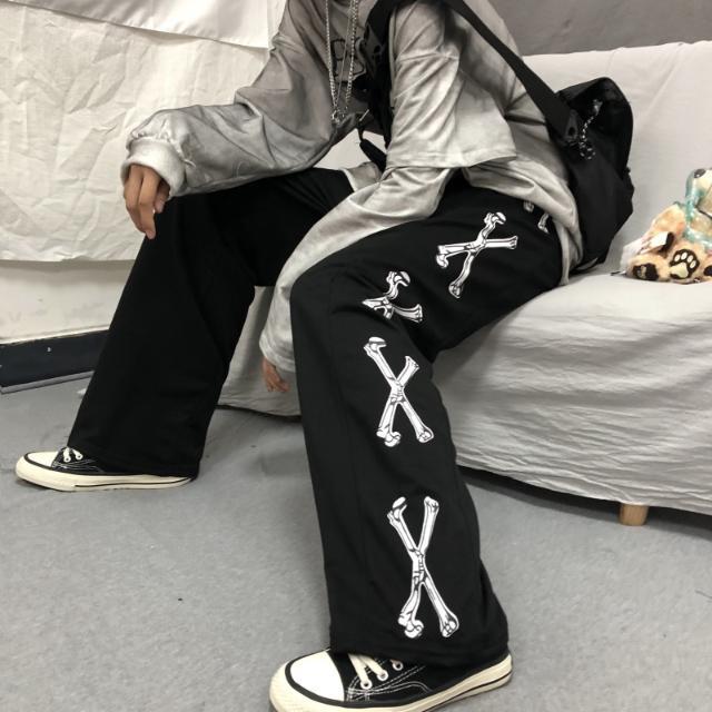 Harajuku Y2k Oversize Wide Pants Japanese Men Streetwear Korean Sweatpants Print Casual Sport Straight Trousers