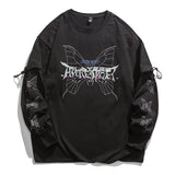 New Autumn Cotton Long Sleeve T-Shirts Men Butterfly Printed O-Neck Loose Tees Fashion Causal Street Blouse Male Plus Size 5XL