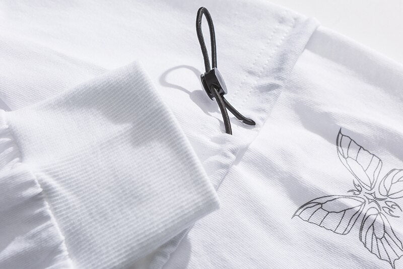 New Autumn Cotton Long Sleeve T-Shirts Men Butterfly Printed O-Neck Loose Tees Fashion Causal Street Blouse Male Plus Size 5XL