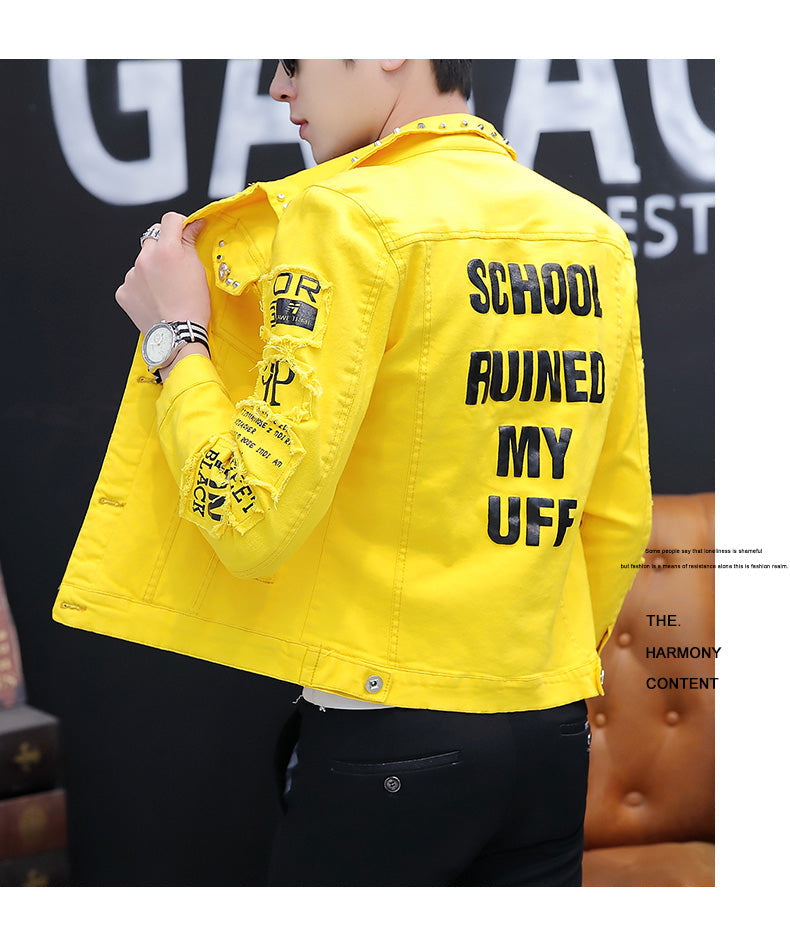 Gotmes Spring And Autumn Jeans Coat Men's Korean-style Fashion Students Handsome Versatile Jacket MEN'S Wear Summer New Style Cowb