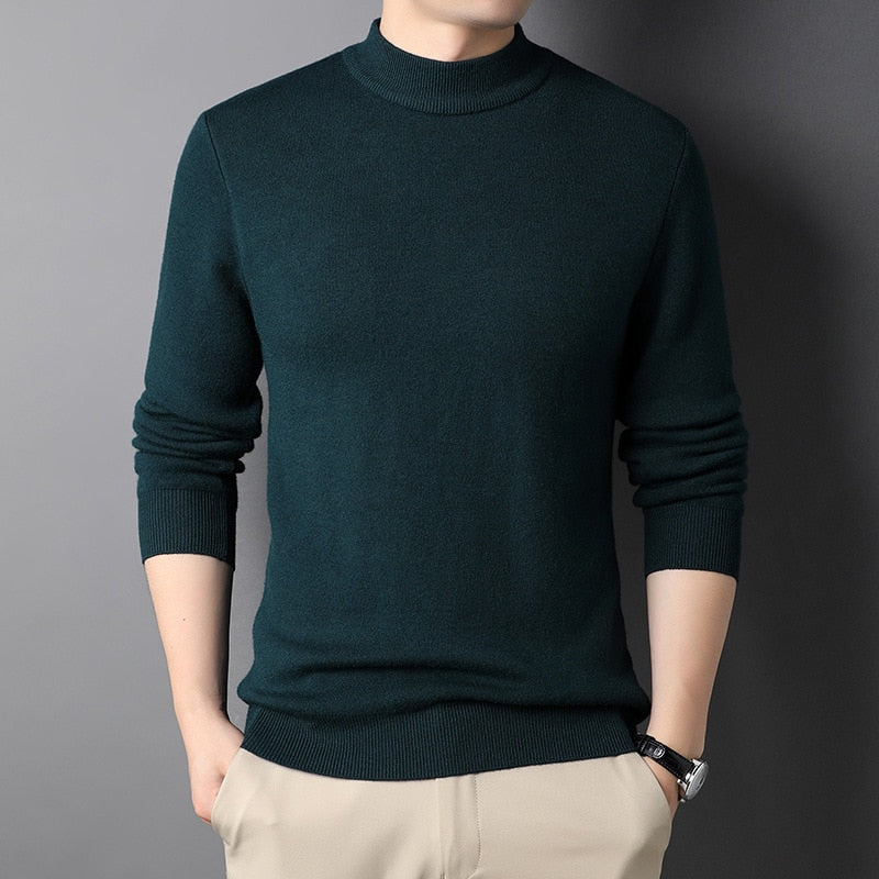 Brand New Men's Cashmere Sweater Half Turtleneck Men Sweaters Knit Pullovers For male Youth Slim Knitwear Man Sweater