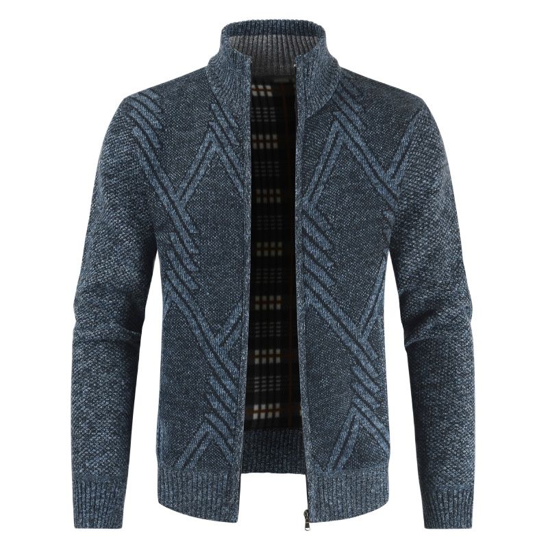 New Autumn Winter Jacket Men Coats Solid Slim Fit Thick Fleece Coats Men Jacket Casual Stand Collar Zip Jacket Men