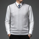 New Autum Fashion Brand Solid 6% Wool Pullover Sweater V Neck Knit Vest Men Trendy Sleeveless Casual Top Quality Men Clothing