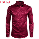 Men's Floral Black Dress Shirts Stylish New Long Sleeve Steampunk Shirt Men Party Club Bar Social Shirt Male Chemise Homme