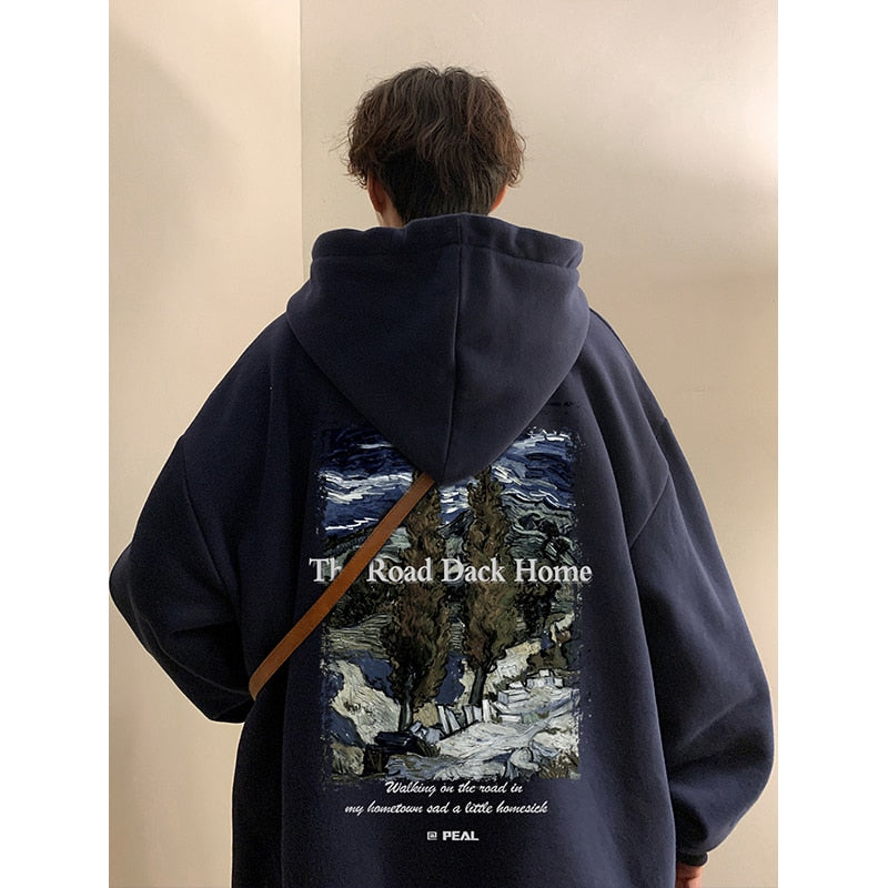 Oil Painting Mens Hoodies Fashion Unisex Pullovers Hip Hop Loose Male Streetwear Sweatshirts