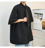 Gotmes Summer New Fashion Loose Solid Shirts Men's  Casual Short Sleeve Shirts Turn-down Collar Clothing Blouses Tops Q02