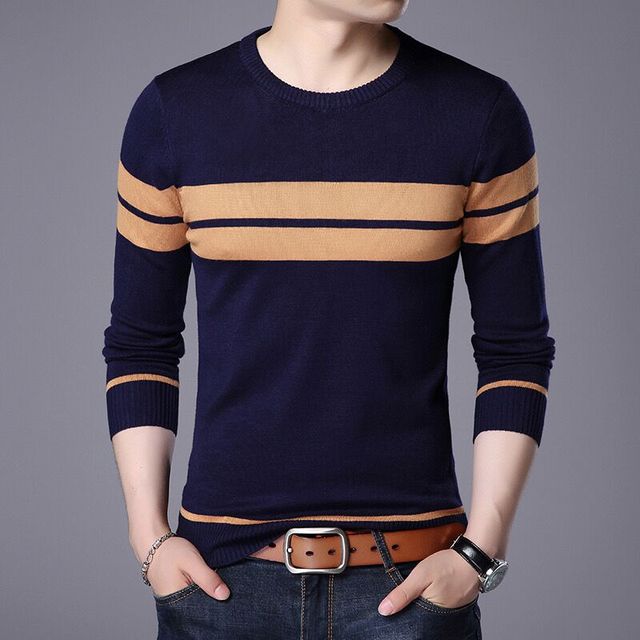 New Men Sweater Autumn Winter Cotton Knitted Pullover For Classic Brand Clothing Male Slim Bottoms Casual Fashion Men Sweaters