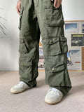 Y2K Cargo Pants Multi-pocket Overalls Men Harajuku Casual Women Baggy Trousers Oversize Straight Mopping Pants Spring Autumn New