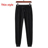 New Korean Style Straight Sports Running Pants Men'S Spring Autumn Loose Casual Pure Cotton Large L-8Xl 135Kg Knitted Trousers