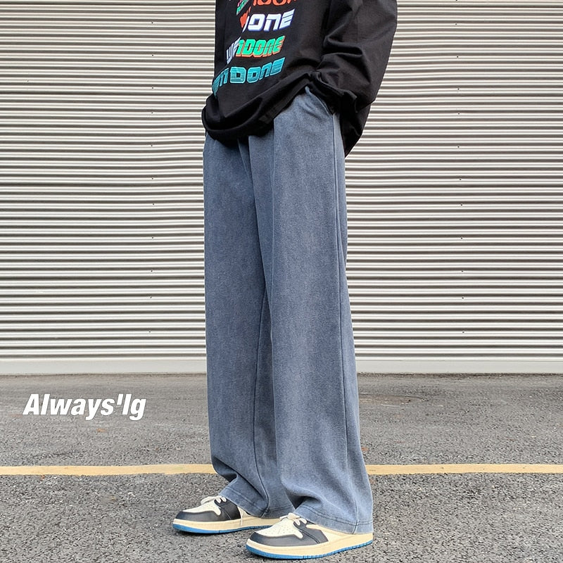 Spring Distressed Men Sweatpants Washed Loose Fashion Large Size Male Trousers Streetwear Y2K Hip Hop Man Casual Pants