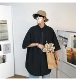 Gotmes Summer New Fashion Loose Solid Shirts Men's  Casual Short Sleeve Shirts Turn-down Collar Clothing Blouses Tops Q02