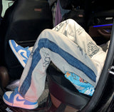 Summer thin men's fashion famous brand versatile loose straight Summer wide leg pants clothes streetwear hiphop denim