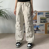 Y2K Cargo Pants Multi-pocket Overalls Men Harajuku Casual Women Baggy Trousers Oversize Straight Mopping Pants Spring Autumn New