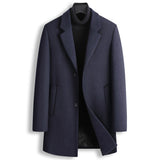 Autumn and Winter New Men's Italian Style Elegant and Fashionable Mid-length Simple Business Casual Slim Woolen Coat Coat