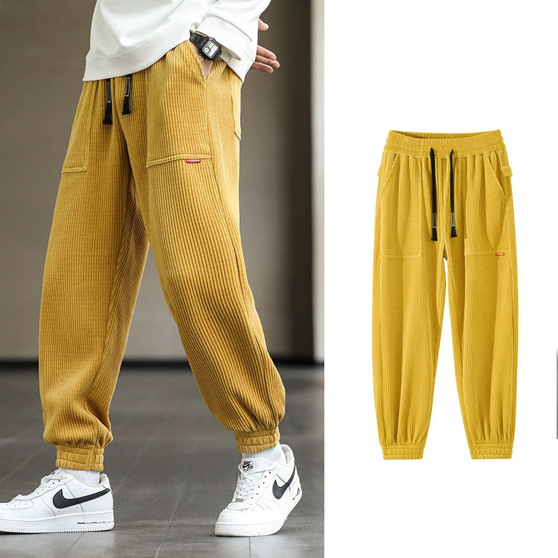 Autumn Winter Corduroy Sweatpants Men Baggy Joggers Fashion Streetwear Loose Casual Harem Pants Plus SIze 8XL