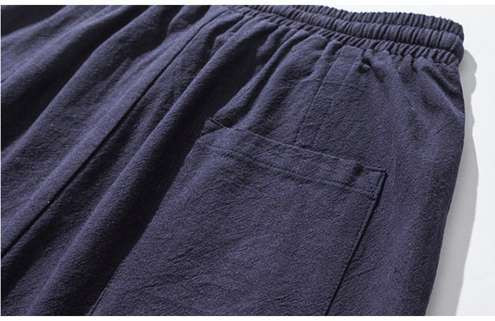 New Chinese Style Harem Pants Men Streetwear Casual Joggers Mens Pants Cotton Linen Sweatpants Ankle-length Men Trousers M-5XL