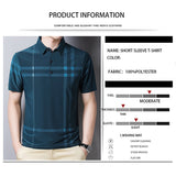 Business Polo Shirt Men Summer New Casual Loose Breathable Anti-wrinkle Short Sleeved Plaid Men Polo Shirt Men Tops
