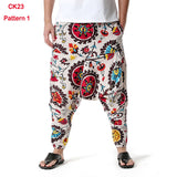 Fashion Traditional Nation Print Cotton Linen Joggers Pants Men Hip Hop Harem Trousers Mens Hippie Casual Streetwear Sweatpants