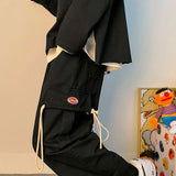 Korean Style Men's Cargo Pants Streetwear Fashion Harem Pants Loose Casual Wide leg Trousers Cotton brand new