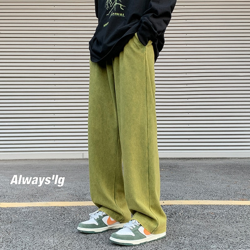 Spring Distressed Men Sweatpants Washed Loose Fashion Large Size Male Trousers Streetwear Y2K Hip Hop Man Casual Pants