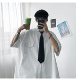 Gotmes Summer New Fashion Loose Solid Shirts Men's  Casual Short Sleeve Shirts Turn-down Collar Clothing Blouses Tops Q02