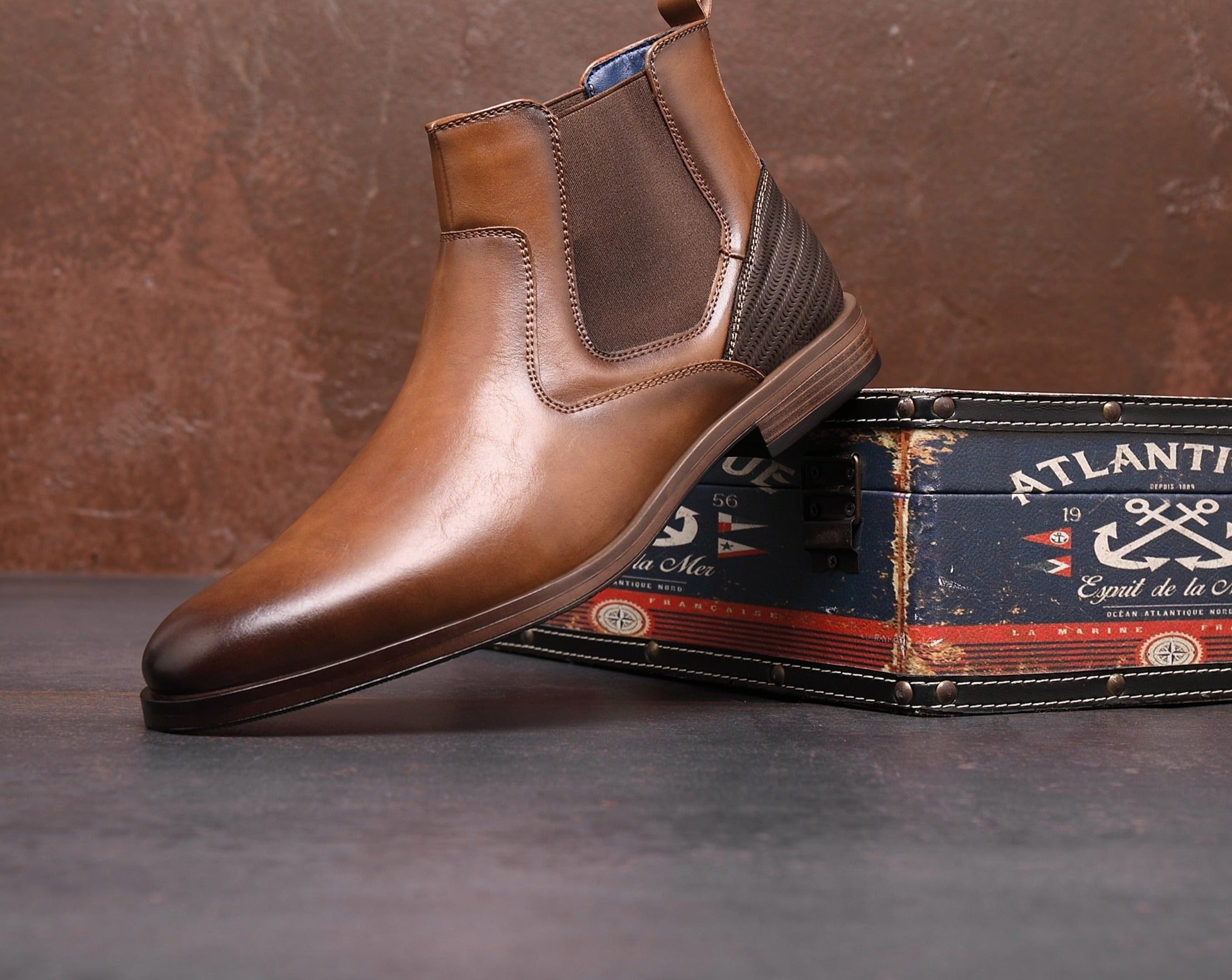 Men Chelsea Boots New Winter Men Boots Soft Leather Elastic Strap Ankle Boots Smart Formal Business Dress shoes Man S