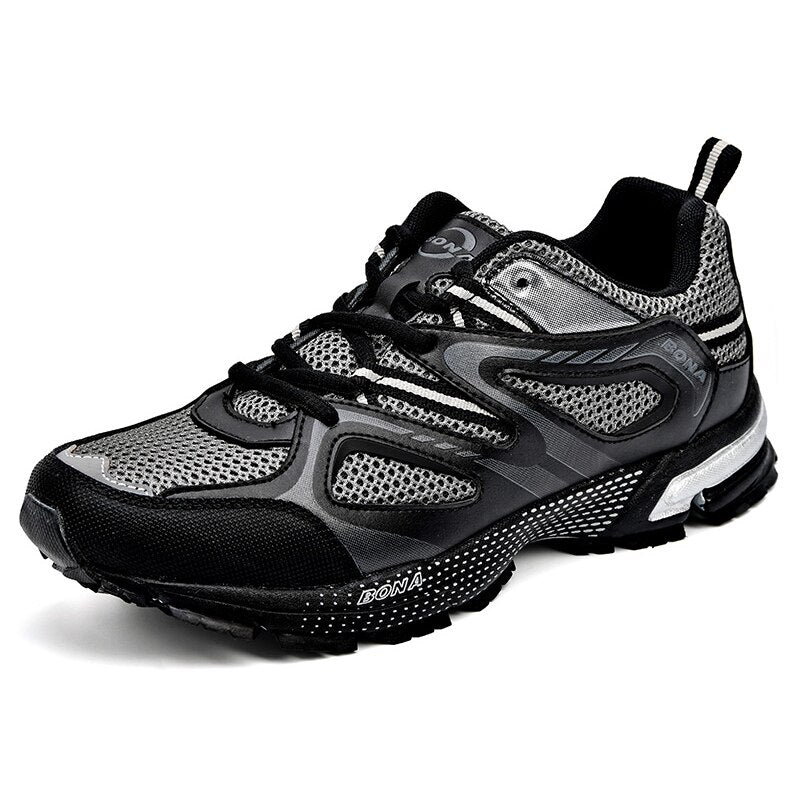 New Arrival Classics Style Men Running Shoes Cow Split Mesh Men Sport Shoes Lace Up Outdoor Jogging Shoes