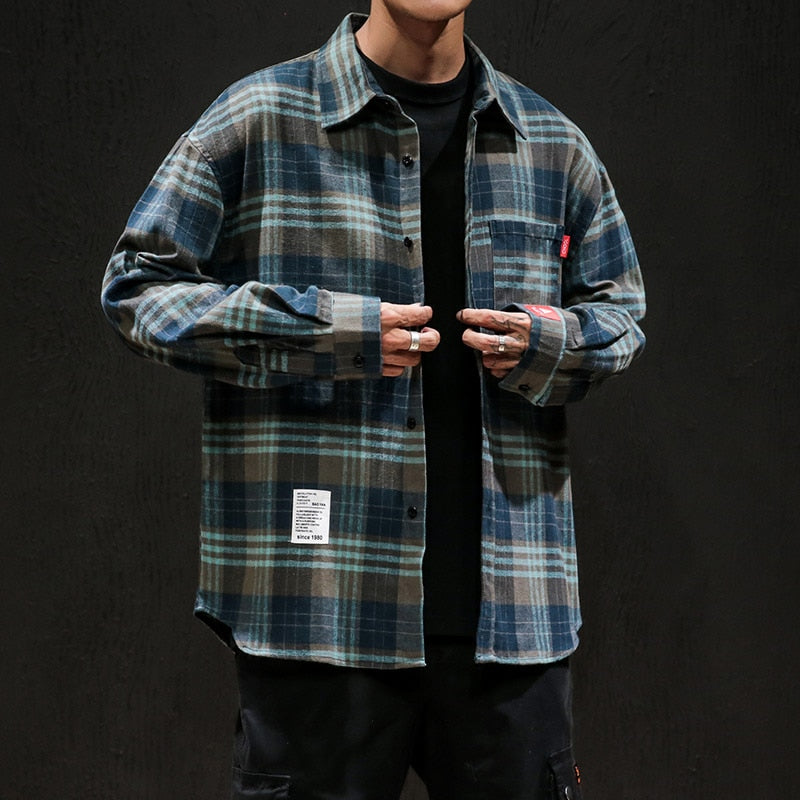 Autumn Men's Shirt New Arrival Fashion Plaid Long Sleeve Shirts Casual Business Plus Size Loose Blouse For Men Women