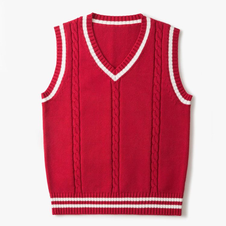 Sweater Vest Men Thicken V-neck Sleeveless Knitted Sweaters Vests Striped Retro Preppy-style Simple Chic Loose Casual All-match