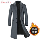 Autumn and Winter New Men's Woolen Woolen Coat Lengthened European Plus Size Korean Version Slim Plus Velvet Thick Coat Coat