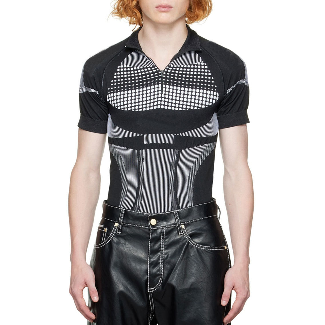 Men's Fashion Long Sleeve T-shirt Elastic T-Shirts Turtleneck Male Contrast Color Tops New Stripe Spliced Clothing