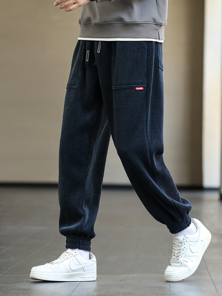 Autumn Winter Corduroy Sweatpants Men Baggy Joggers Fashion Streetwear Loose Casual Harem Pants Plus SIze 8XL