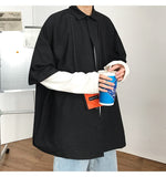 Gotmes Summer New Fashion Loose Solid Shirts Men's  Casual Short Sleeve Shirts Turn-down Collar Clothing Blouses Tops Q02