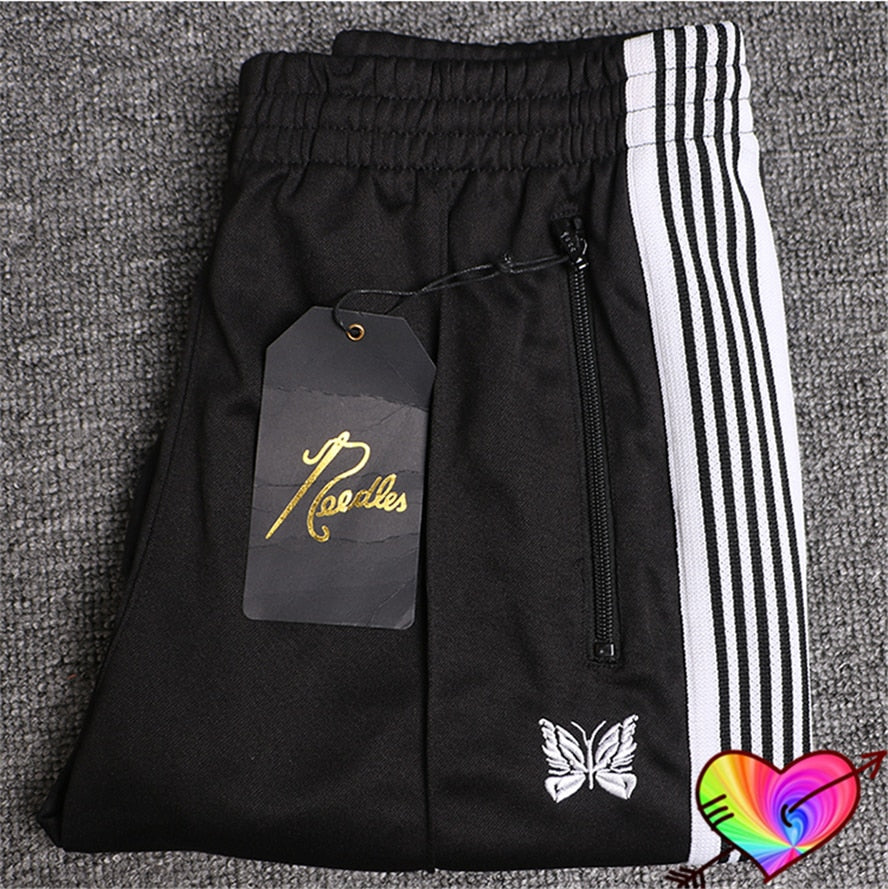 Multicolor Needles Sport Pants Men Women 1:1 High Quality Multi Embroidered Butterfly Stripe Needles Pants AWGE Trousers