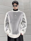 Hollowed Out Mesh Design Long Sleeve Men Sweatshirt 2023 New Autumn Korean Fashion Long Sleeve Male Tops 9A4936