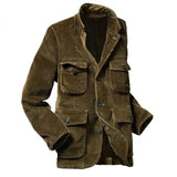 Clothing New Corduroy Pockets Coat Men's Winter Top Plus Velvet Thickened Large Size Button Up Jacket For Men