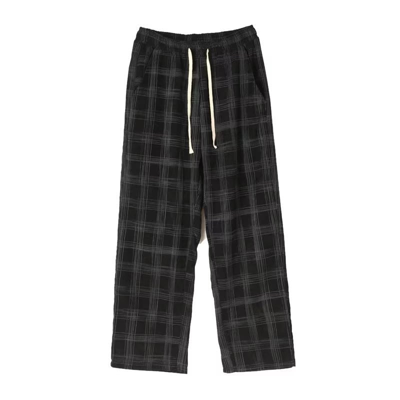 Men Checkered Casual Pants Loose Straight Corduroy Pants Sweatpants Man Fashion Streetwear  Spring New Hip Hop Trousers