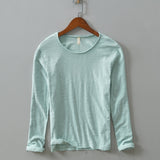 New  Autumn Solid Color Long-sleeved T-shirt Men's Casual Bottoming T-shirt Male Cotton Crew Neck T-Shirt