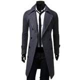 High Quality Trench Coat Men's Fashion Long Brand Autumn Jacket Self-Cultivation Solid Color Men's Coat Double-Breasted Jacket