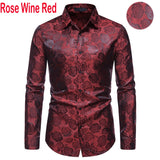 Men's Floral Black Dress Shirts Stylish New Long Sleeve Steampunk Shirt Men Party Club Bar Social Shirt Male Chemise Homme