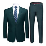 Jacket + Pants 2 Pieces Set Fashion New Men's Casual Boutique Business Dress Wedding Groom Suit Coat Blazers Trousers