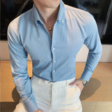 Men's V-Neck Business Dress Shirt Trend  Long Sleeve Luxury Non ironing Casual Stand Collar Rascal Handsome Formal Wear Shirt