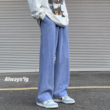 Spring Distressed Men Sweatpants Washed Loose Fashion Large Size Male Trousers Streetwear Y2K Hip Hop Man Casual Pants