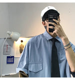 Gotmes Summer New Fashion Loose Solid Shirts Men's  Casual Short Sleeve Shirts Turn-down Collar Clothing Blouses Tops Q02