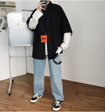 Gotmes Summer New Fashion Loose Solid Shirts Men's  Casual Short Sleeve Shirts Turn-down Collar Clothing Blouses Tops Q02