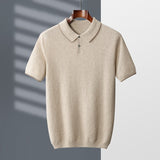 100% Goat Cashmere T-shirt Men's POLO Collar Short Sleeve  Spring and Autumn New Fashion Knitted Pullover Tank Top