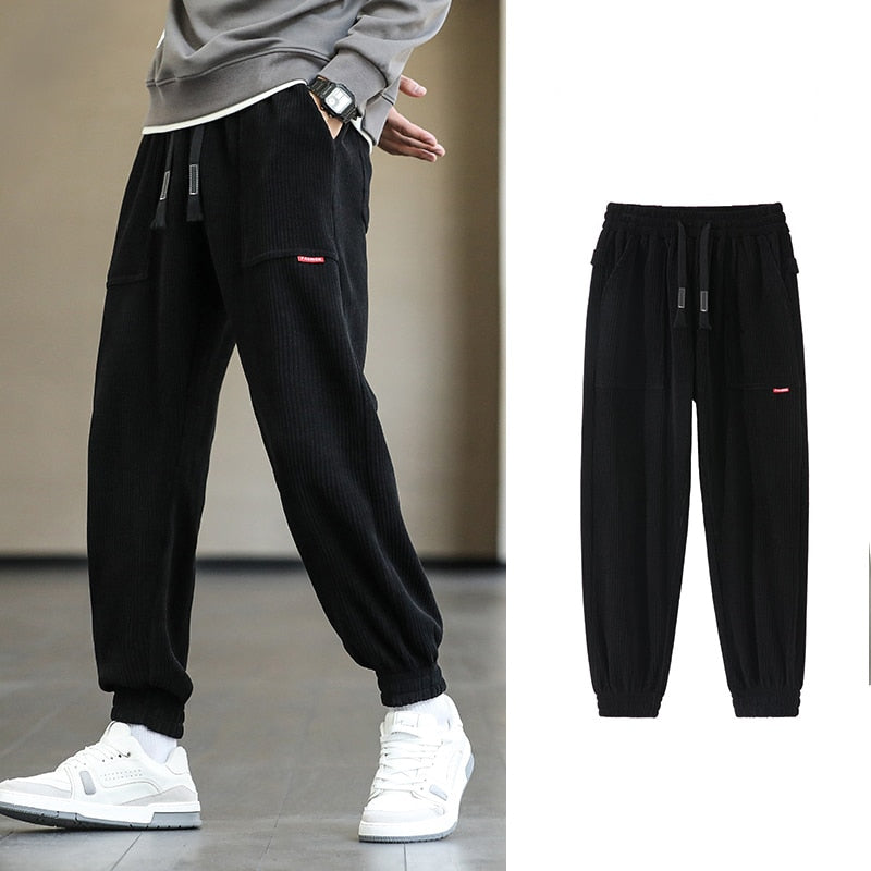Autumn Winter Corduroy Sweatpants Men Baggy Joggers Fashion Streetwear Loose Casual Harem Pants Plus SIze 8XL