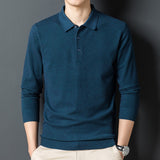 Autumn New Men's Solid Color Lapel Wool Sweater Classic Style Business Long Sleeve Thin Knit Sweater Male Brand Clothes