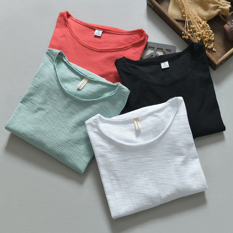 New  Autumn Solid Color Long-sleeved T-shirt Men's Casual Bottoming T-shirt Male Cotton Crew Neck T-Shirt